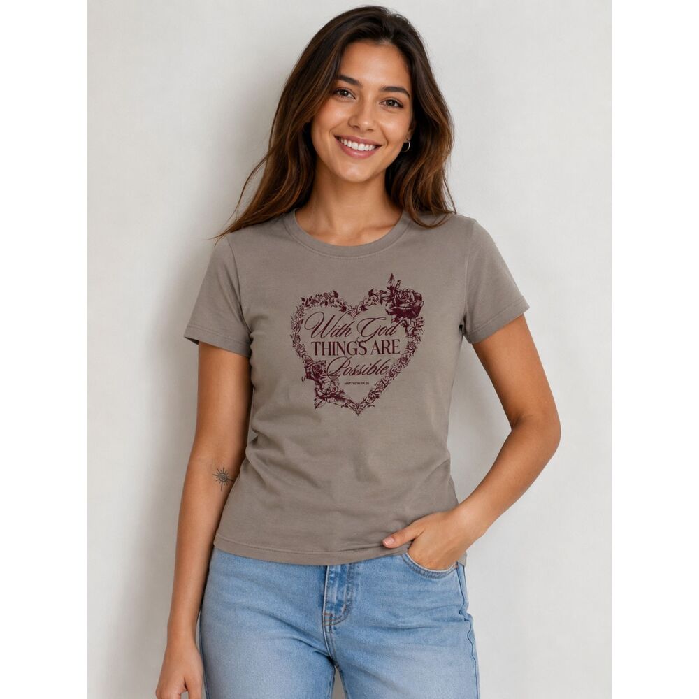 Lucky 777 XS Christian Tee With God Things Are Possible Bible Verse Shirt #13